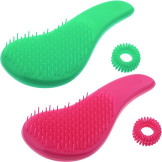 Curved Detangler Brush Set & Hair Ring Collection