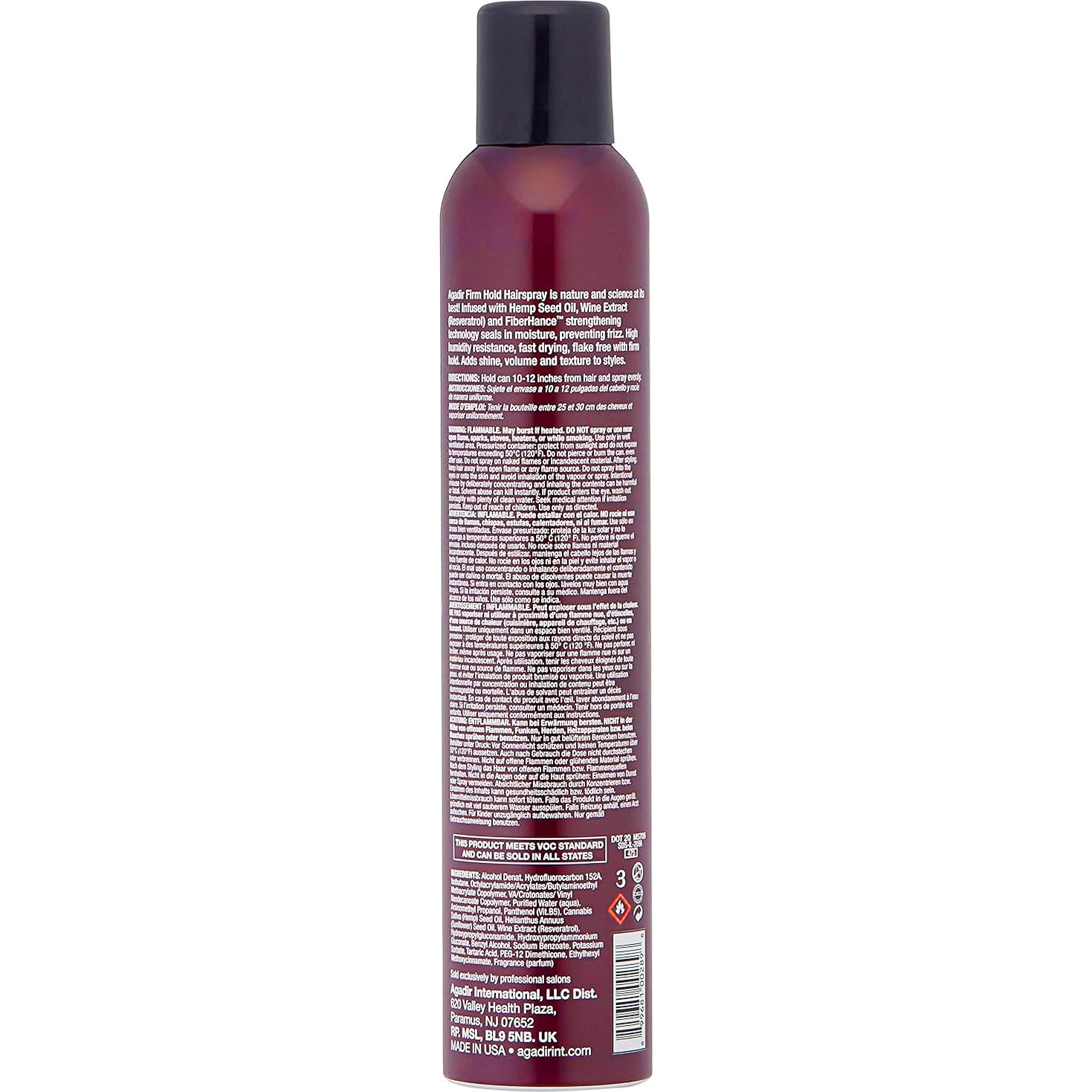 Agadir Hemp & Red Wine Firm Hold Hairspray, 298g - Image 2