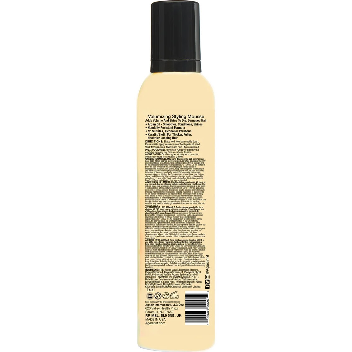 Agadir Argan Oil Volumizing Styling Mousse, 252ml - Image 2