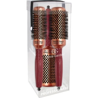 Olivia Garden HeatPro Ceramic & Ion Copper Brush Set: 3 Brushes & Clear Box