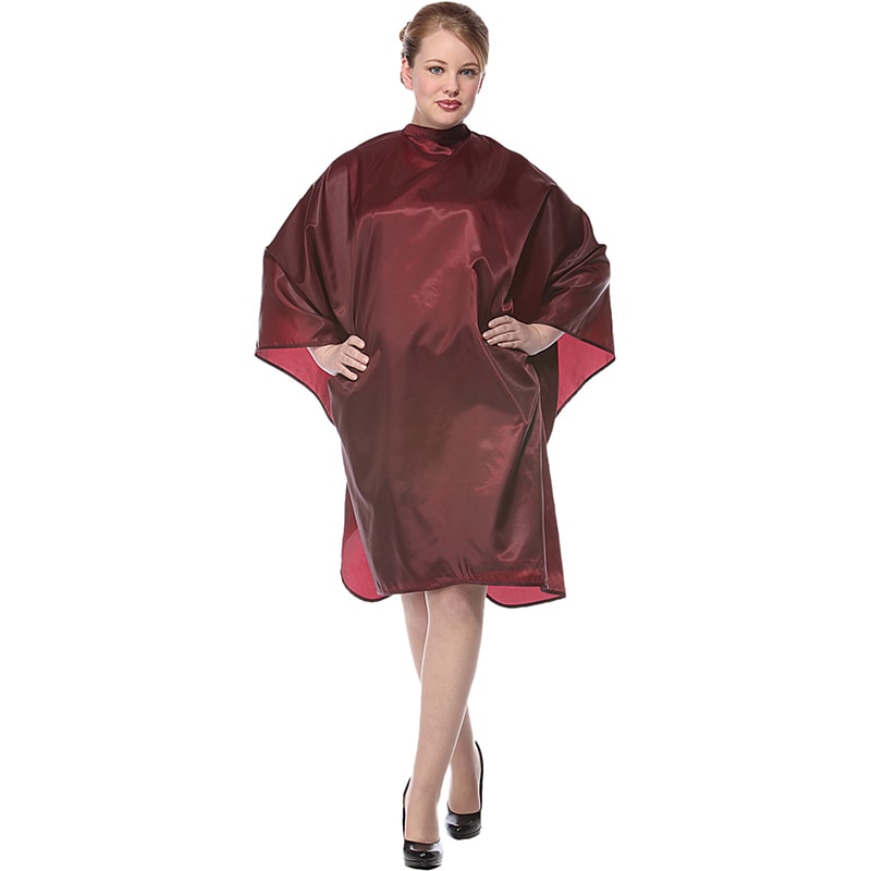 Olivia Garden Chic All Purpose Chemical Cape, Burgundy, Hooks