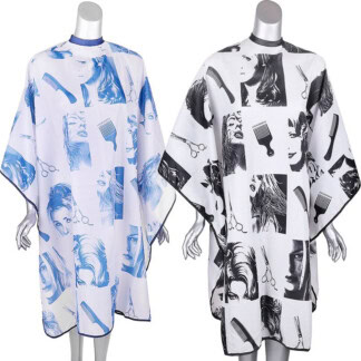 Salon Cape Face & Tools Design, Water-Repellent, Hook & Loop, Black