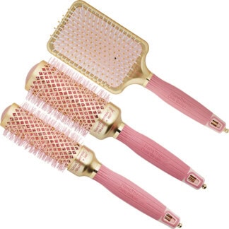 Olivia Garden NanoThermic Ceramic & Ion Breast Cancer Awareness Gold & Pink Brush Collection