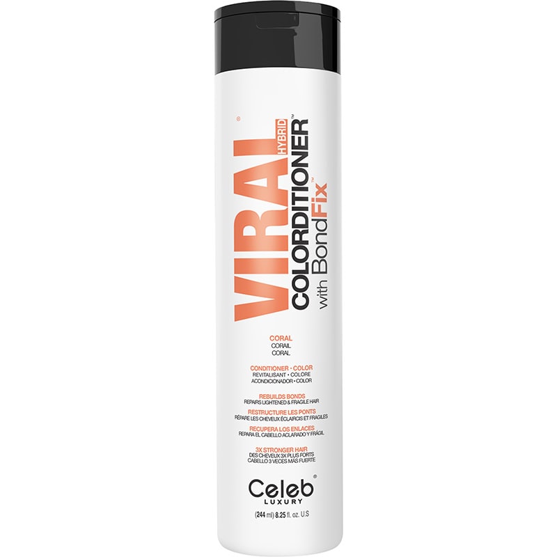 Celeb Luxury Viral Hybrid Toner Colorditioner with BondFix, Coral, 244ml
