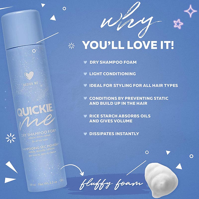 DESIGN.ME QUICKIE.ME Dry Shampoo Foam, 189ml - Image 7