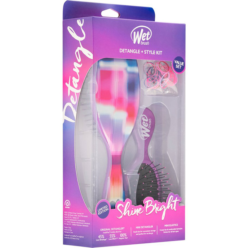 WetBrush Flashing Lights Shine Bright Holiday Kit, 2 Brushes & 5 Elastics - Image 10