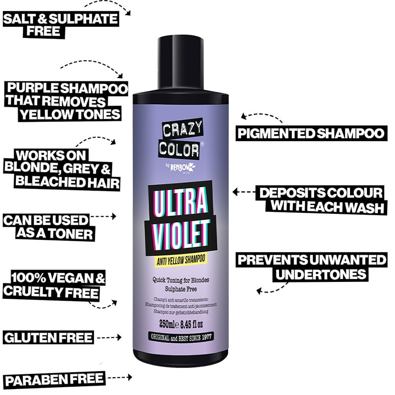 Crazy Color Ultra Violet No Yellow Shampoo - Image 4