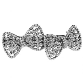 Bridal Hair Clip Ornament Dual Bow Diamante