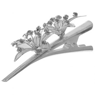 Bridal Hair Clip Ornament Floral Silver Diamante