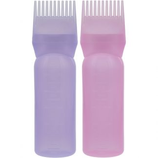 Hair Colour Applicator Bottle with Plastic Comb for Streaks & Highlights, Assorted Colours, 177.4ml
