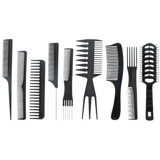 Comb Set with Pouch, Black, 9/Pack