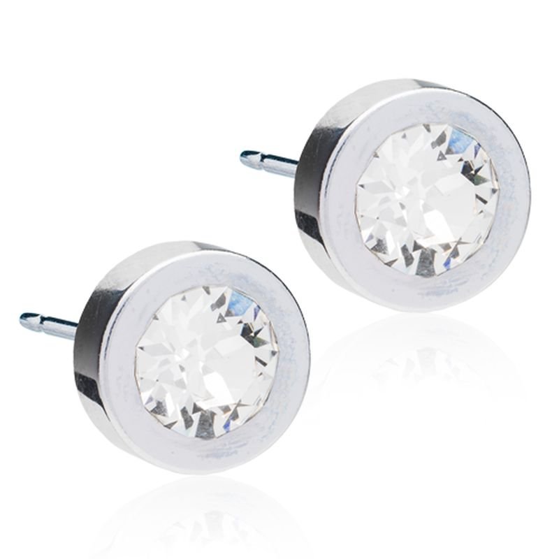 Blomdahl Silver Titanium Earrings - Crystal Grand Bezel