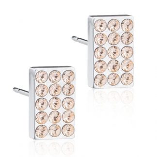 Blomdahl Silver Titanium Earrings - Golden Rose Oblong