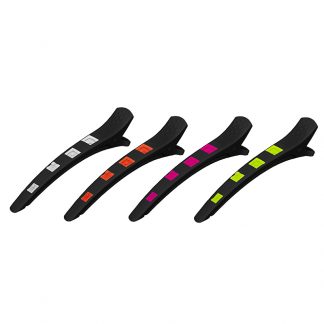 Hair Clips Soft Black, Assorted Colours, 11.5cm, 4/Pack