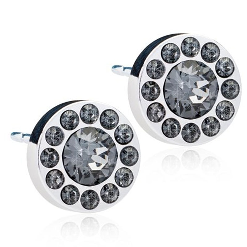 Blomdahl Silver Titanium Earrings - Black Diamond Halo