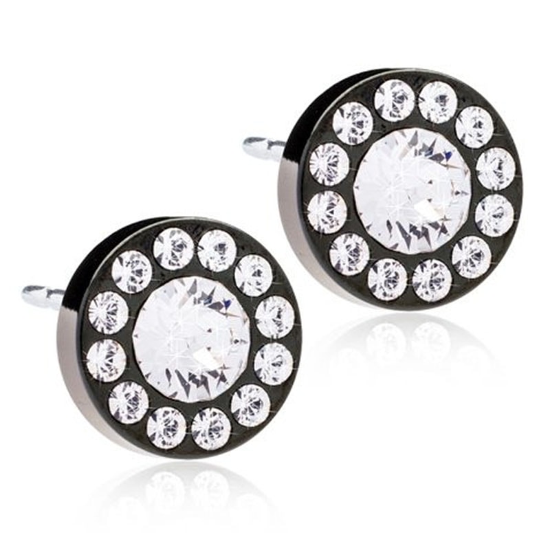 Blomdahl Black Titanium Earrings - Crystal Halo