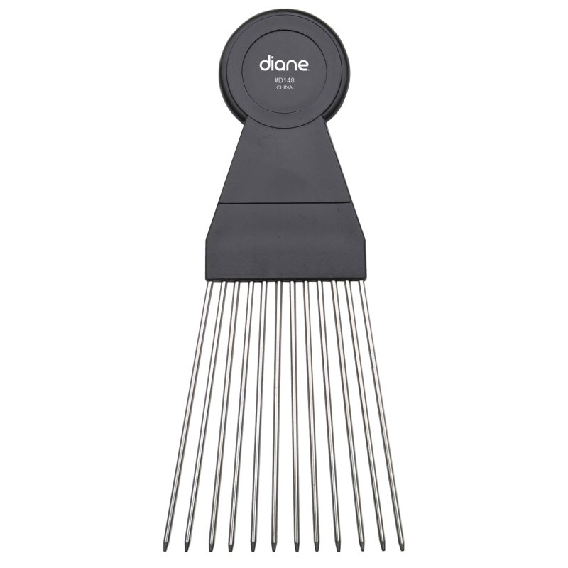 Diane Fan Pick Comb with Metal Pins, Black