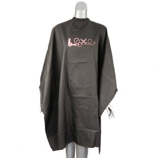Salon Quality Cape Black & Pink Love with Salon Tools, Waterproof Polyester, Studs