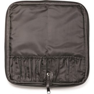 Qosmedix Make-Up Brush Leatherette Case, 10 Pockets, Black, 279x266mm