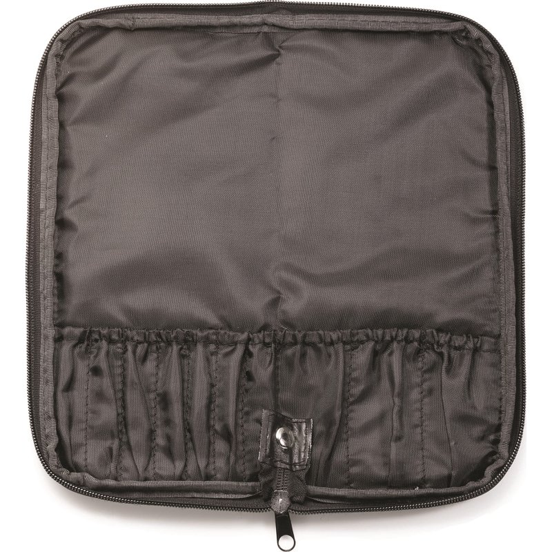 Qosmedix Make-Up Brush Leatherette Case, 10 Pockets, Black, 279x266mm