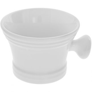 Shaving Bowl Porcelain with Handle, White