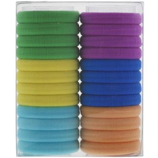 Hair Elastics Fabric Rings, Assorted Colours, 24/Pack
