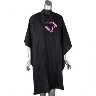 Salon Quality Cape Black & Pink Dryer, Scissor & Comb Design, Studs
