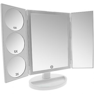 LED Light Touch Sensor Tri-Fold Table with Five Make-Up Mirrors