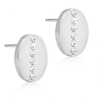 Blomdahl Natural Titanium Earrings - Brilliance Oval Crystal