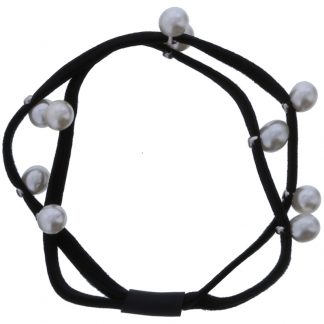 Hair Elastics Fashion with Pearls, 6/Pack