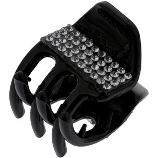 Hair Claw Clip Mini with Strass, Black, 12/Pack
