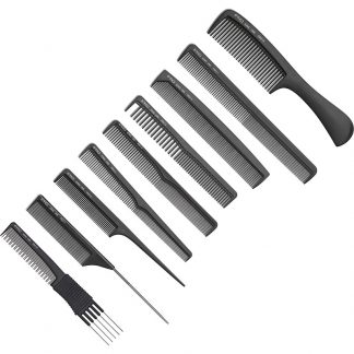 Comb Set with Roll-Up Pouch, Black, 9/Pack
