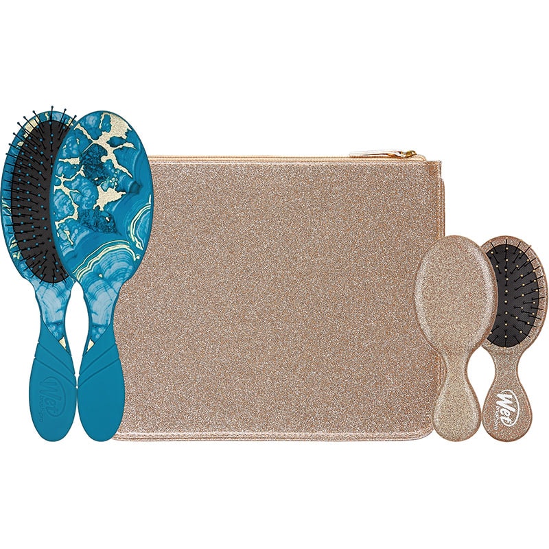 WetBrush Glitter & Go Detangling Kit with Pouch, 2 Brushes & Case