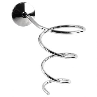 Hair Dryer Holder Wall Mountable Spiral with Screw Cover, Chrome