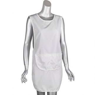 Pinafore Polyester, Side-Fastening, Hook & Loop, White