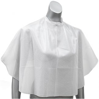 Salon Quality Cape White, Short, Polyester, Ties