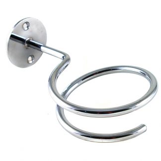 Hair Dryer Holder Wall Mountable Fitted with Nozzle, Silver