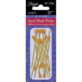 Diane Steel Shaft Roller Picks, Gold, 2.5 inch, 12/Pack