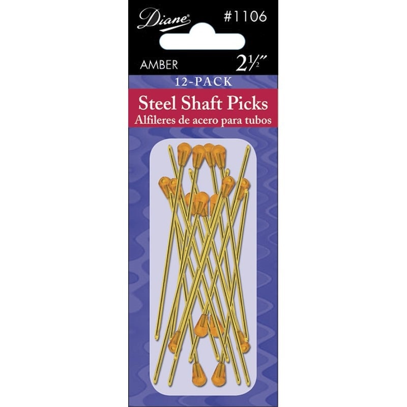 Diane Steel Shaft Roller Picks, Gold, 2.5 inch, 12/Pack