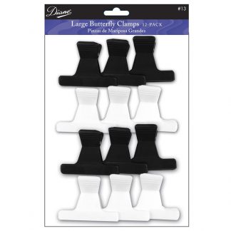 Diane Butterfly Clamps, Large, Black & White, 12/Pack