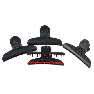 Butterfly Jaws Clips Dual Row, Large, Black, 4/Bag