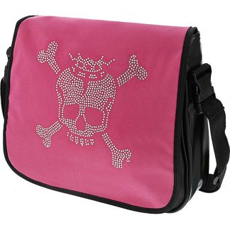 Beauty Carry Bag with Skeleton Motif, Pink & Black, Empty