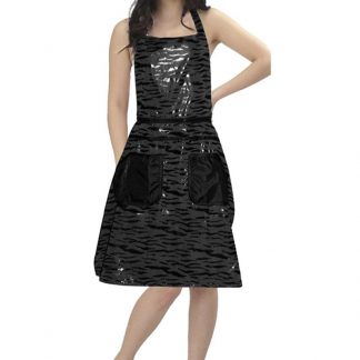 Apron Black & Grey Shiny with Pockets