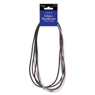 Diane Head & Pony Tail Holders, Glitter Silver, Gold & Black, Silicone, 6/Pack