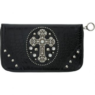 Scissor Bag with Silver Cross, Black, Empty