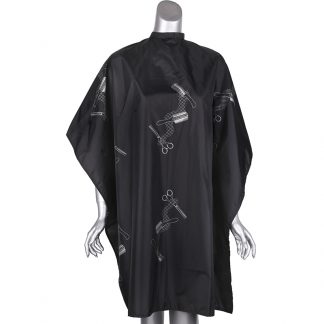 Salon Quality Cape Black Brush, Comb & Scissor Design, Studs