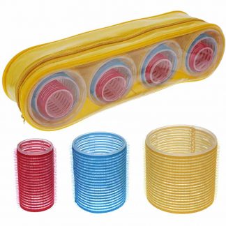 Cling Hook & Loop Hair Perm Curlers, Coloured, Assorted Sizes, 12/Pack