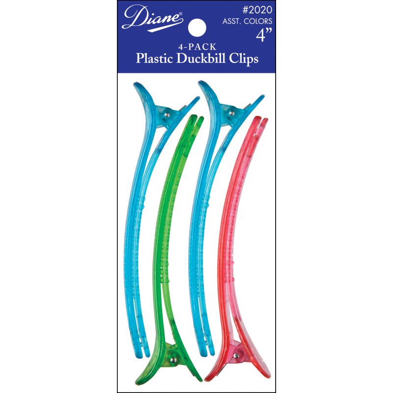 Diane Duckbill Clips Plastic, Assorted Colours, 4 inch, 4/Pack