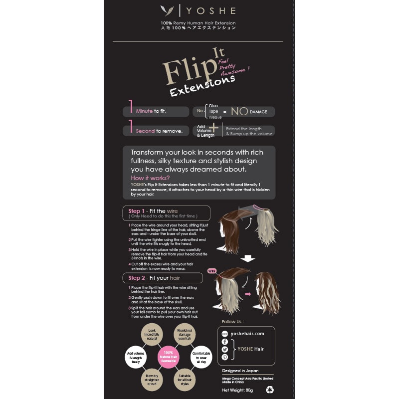 Yoshe 100% Human Hair Flip It Extension, 35cm - Image 2