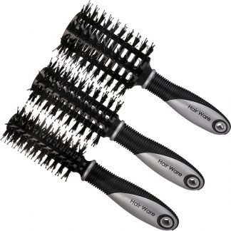 Hairware Silver & Black Vented Radial Porcupine Brush Collection